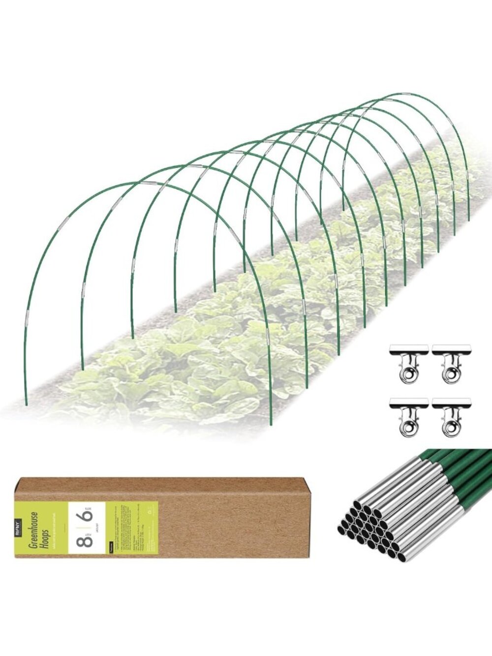 60 PCS Garden Hoops for Raised Beds & Greenhouse - Durable Row Cover Support